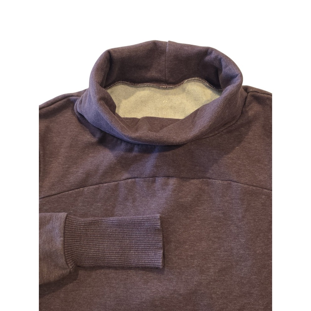 Apana Women's Pullover Sweatshirt Small Brown Funnel Neck Thumb Holes Yoga